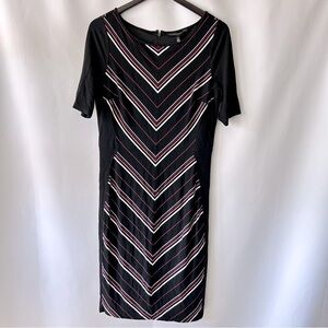 White House Black Market Women’s Stretchy Striped Bodycon Midi Dress Size 10
